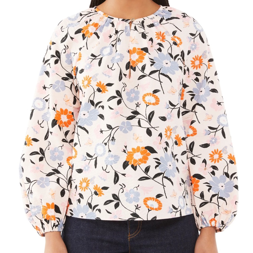 Kate Spade Floral Garden Seersucker Blouse